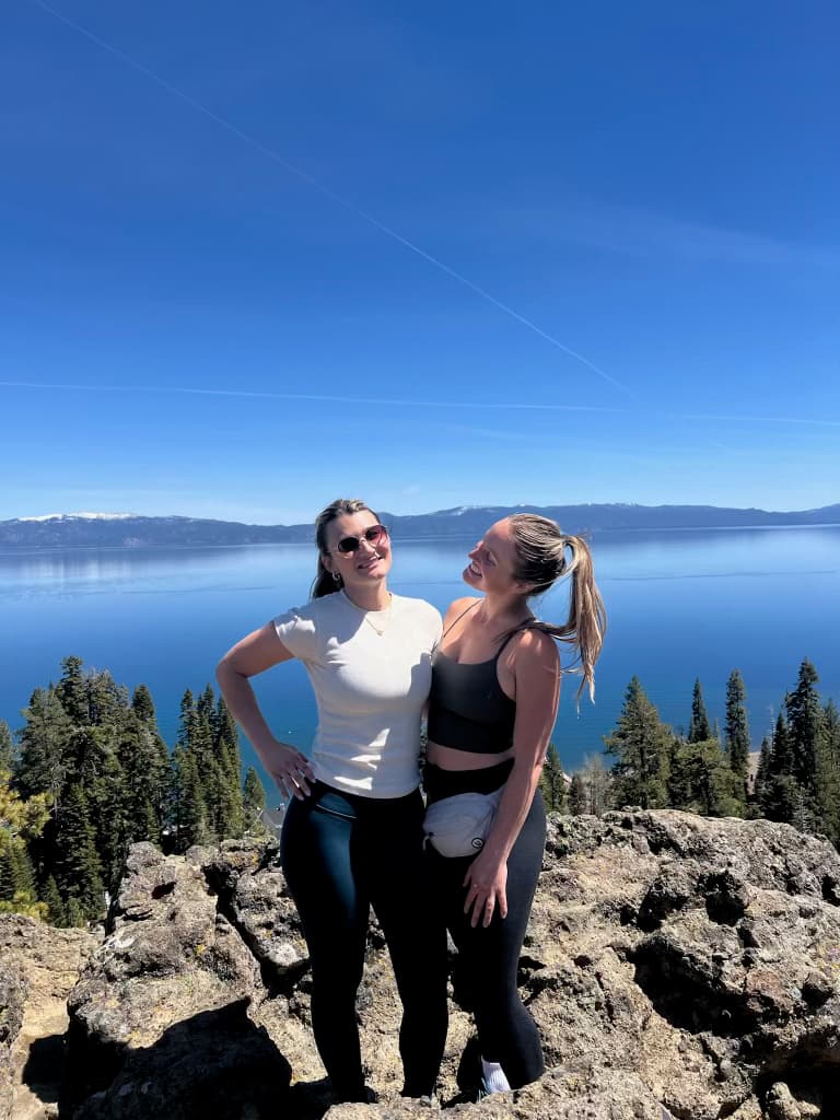 Two friends above Lake Tahoe